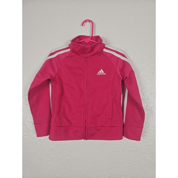 Adidas Girls Pink Zip Up Jacket With Pockets Size 3T - Picture 1 of 6